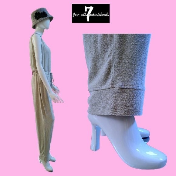 7 FOR ALL MANKIND NEW Drawstring Scoop Neck Cuff Leg Jumpsuit L - Picture 5 of 11